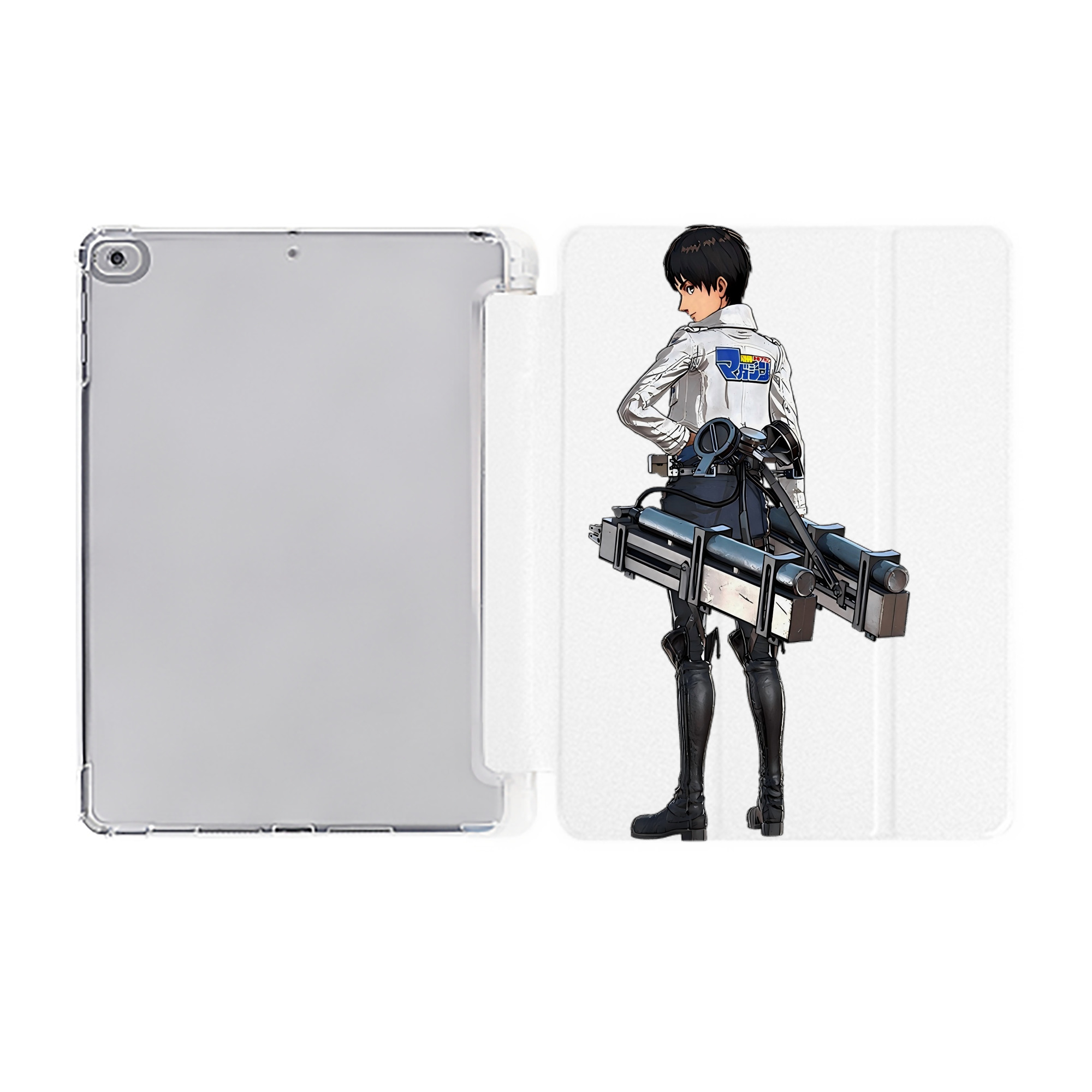（画像用） 進撃の巨人 エレン･イェーガー Attack on Titan Eren Jäger IPad ケース ペン収納付き 三つ折りスタンド PUレザー×シリコン 対応機種9.5/10.5/10.9インチ